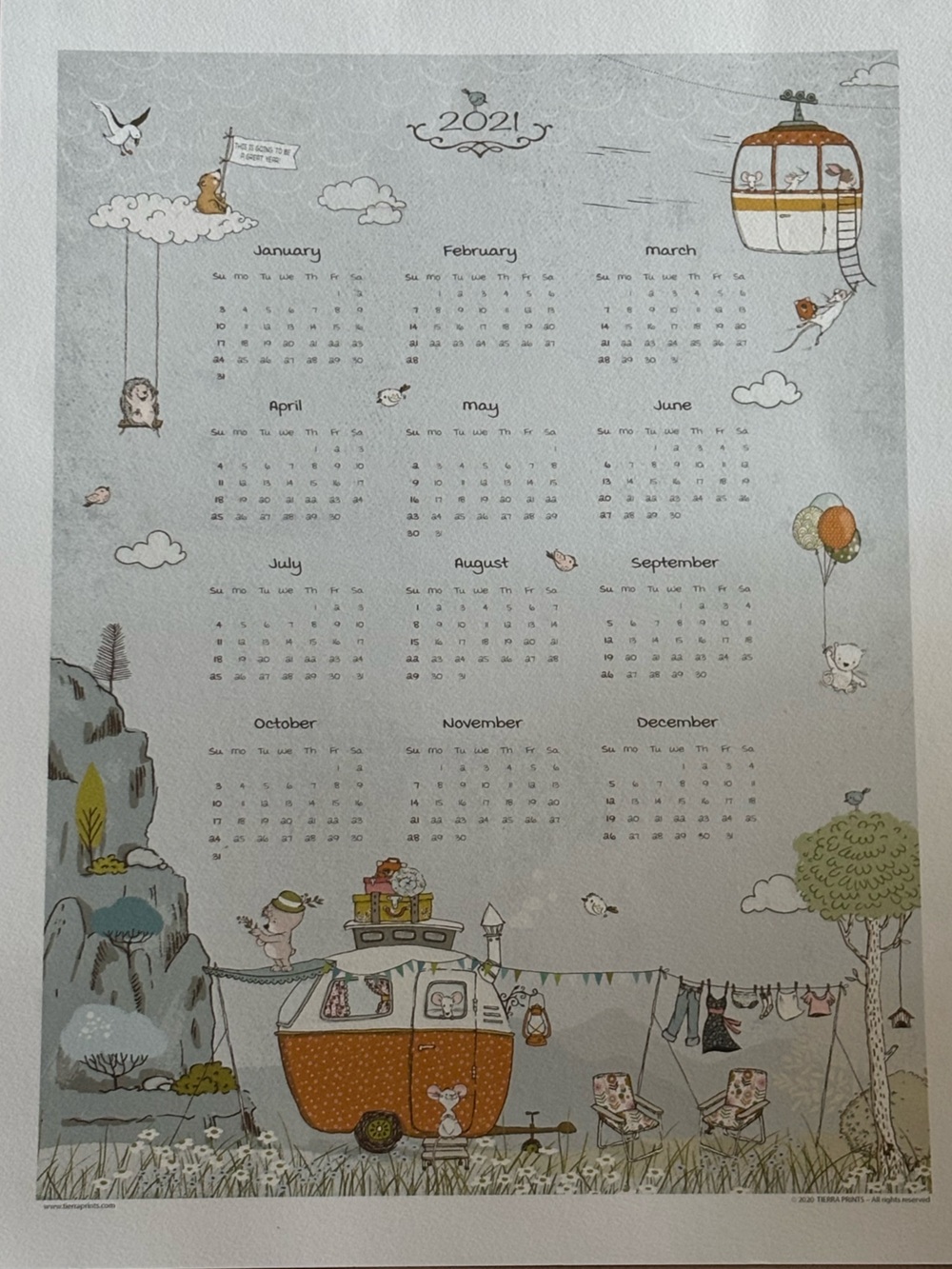 Whimsical 2021 Calendar — a collectible for home / memento… born in 2021